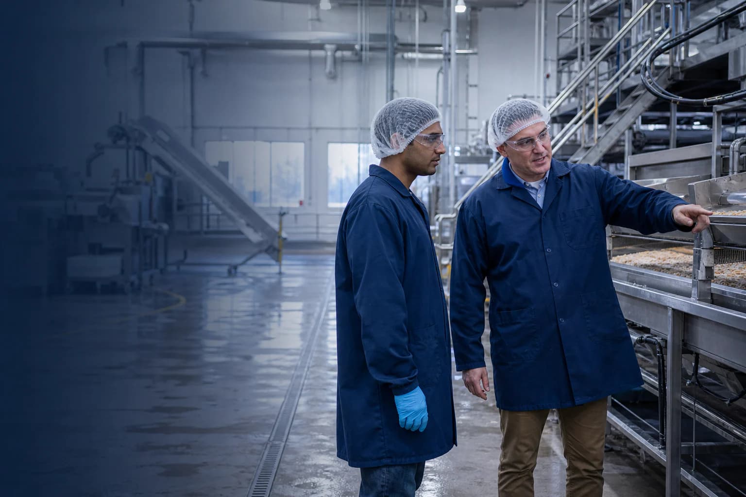 Skilled worker receiving an orientation in a Canadian production facility